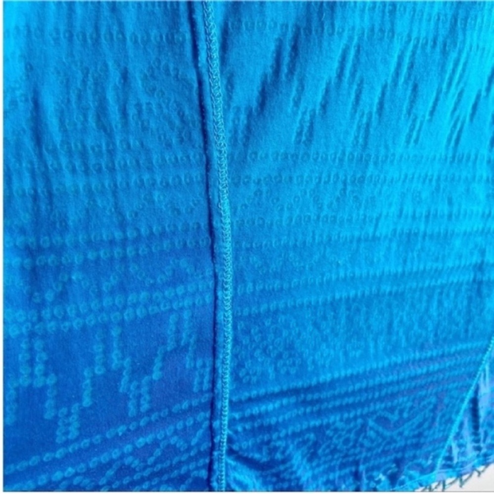 Free People Shibori shirt blue ombré burnout beaded sheer - Picture 3 of 11